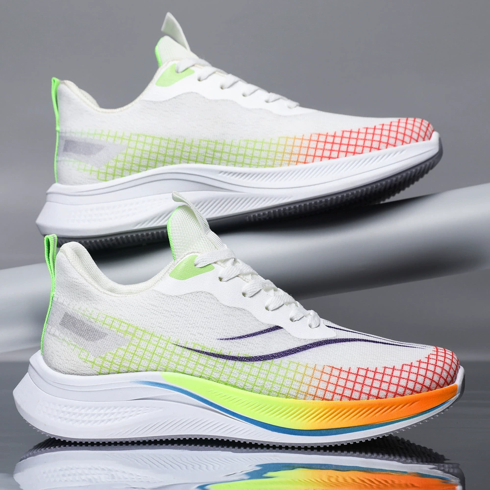 Весенняя мода простой светлый цвет легкий низкий шнуровка мужская беговая обувь рыбная сетка лапша дышащая повседневная спортивная обувь