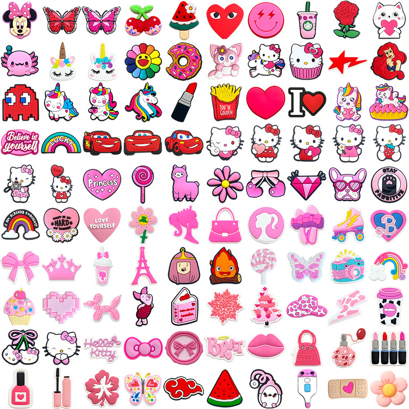 Kawaii Boutique Shoe Buckle Clogs Shoe Flower Pink Series 100 Cross-Border Hot Models Temu Hot Sale