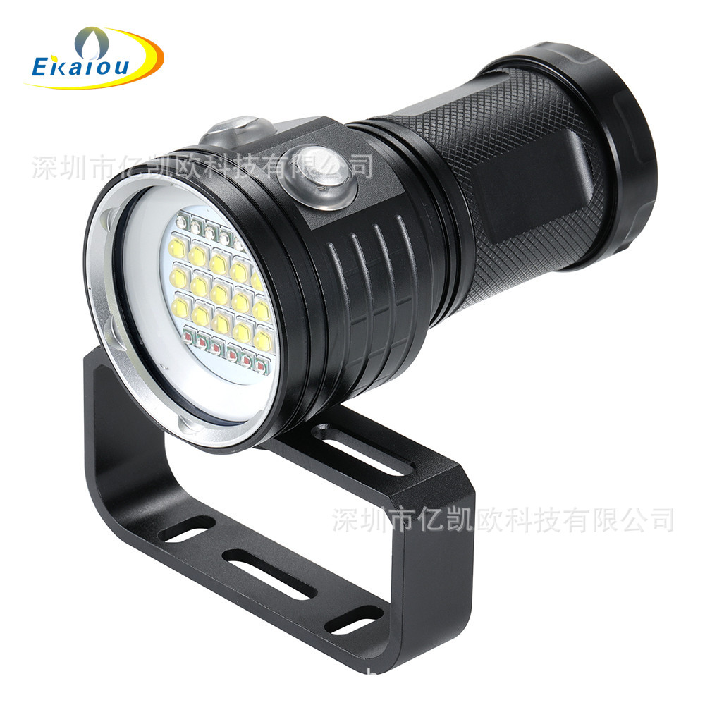 Luz de alta potencia submarina profesional 27 LED de alta luz de fotografía 20000 lumen linterna de buceo 100 metros impermeable