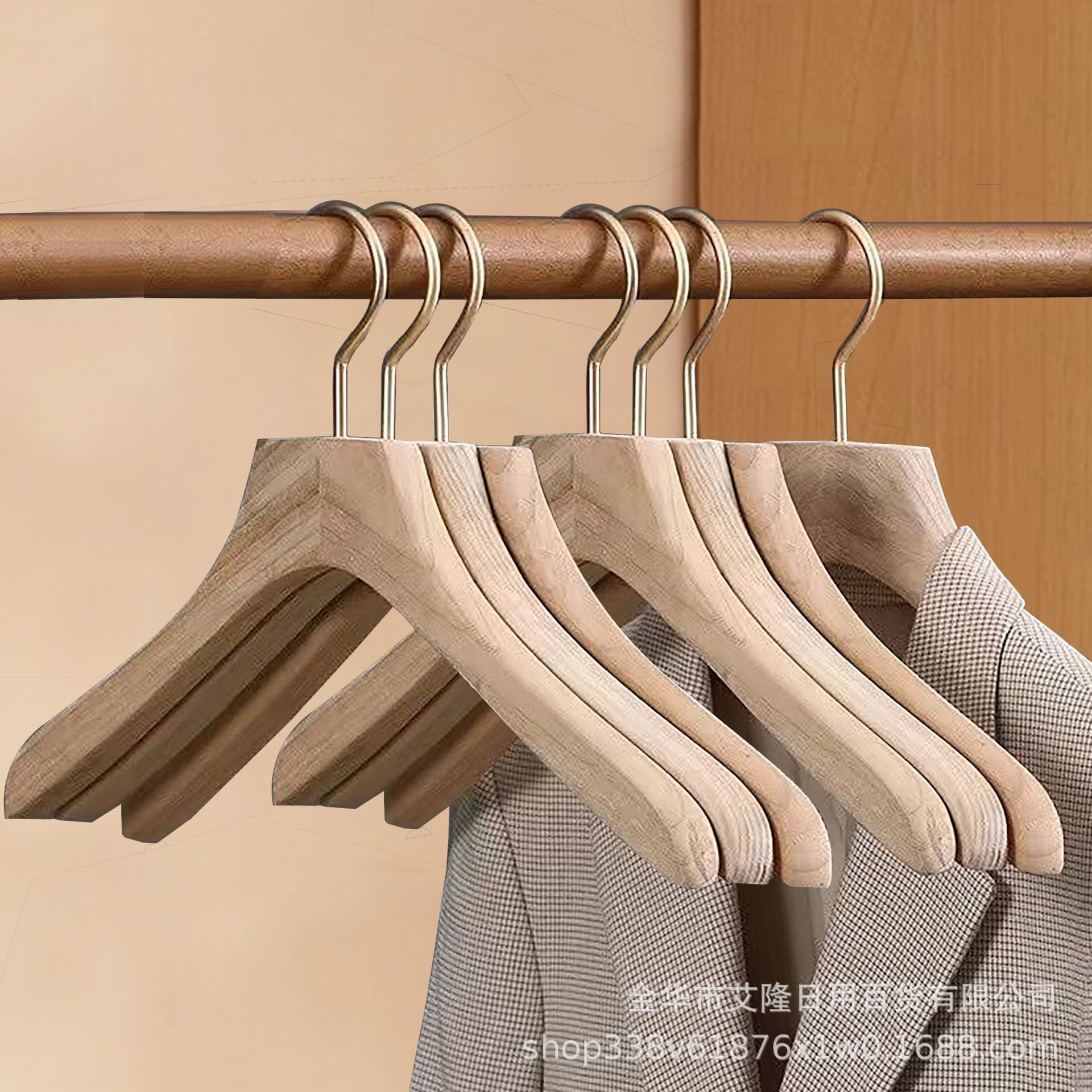 Ropa de madera de alcanfor, soporte, percha de madera, casa, damas, color de madera, hombros anchos, traje sin costuras, ropa de madera, perchero para adultos