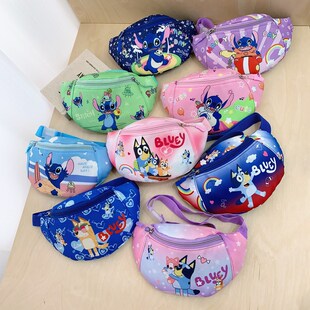 New Stitch Children's Waist Bag for Boys and Girls, Bluey Children's Casual Outdoor Crossbody Bag, Fashionable Cartoon Chest Bag
