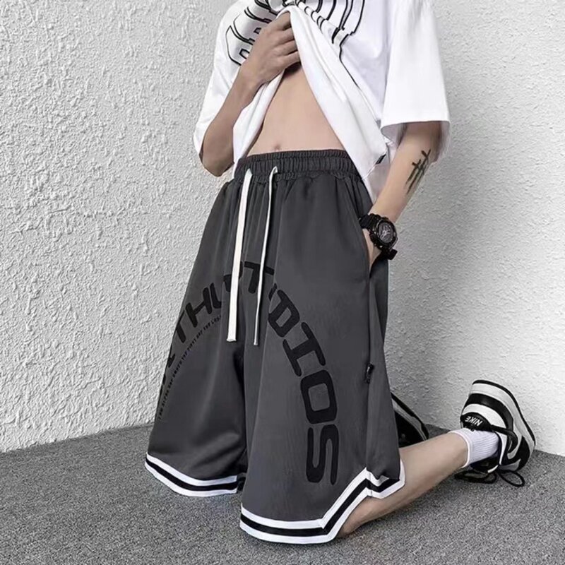 Printed Youth Popular Men's Straight High Waist Summer Sports Pants Half-length Pants Casual Pants Fashion Brand