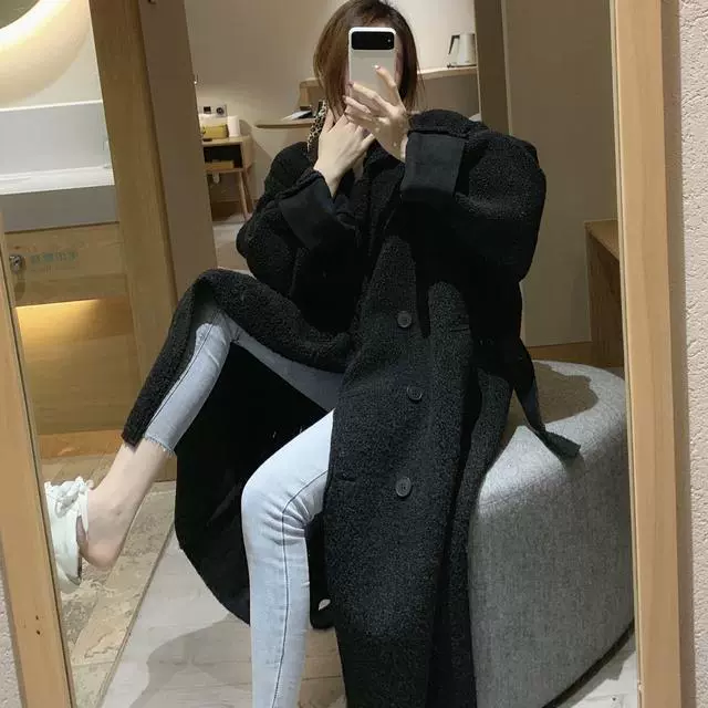 Long winter jacket, retro coat, mid-length, Korean style