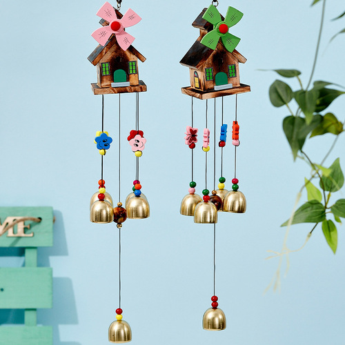 Color box windmill wooden house wind chime ornaments small fresh home decoration pendant student gifts gifts scenic souvenirs