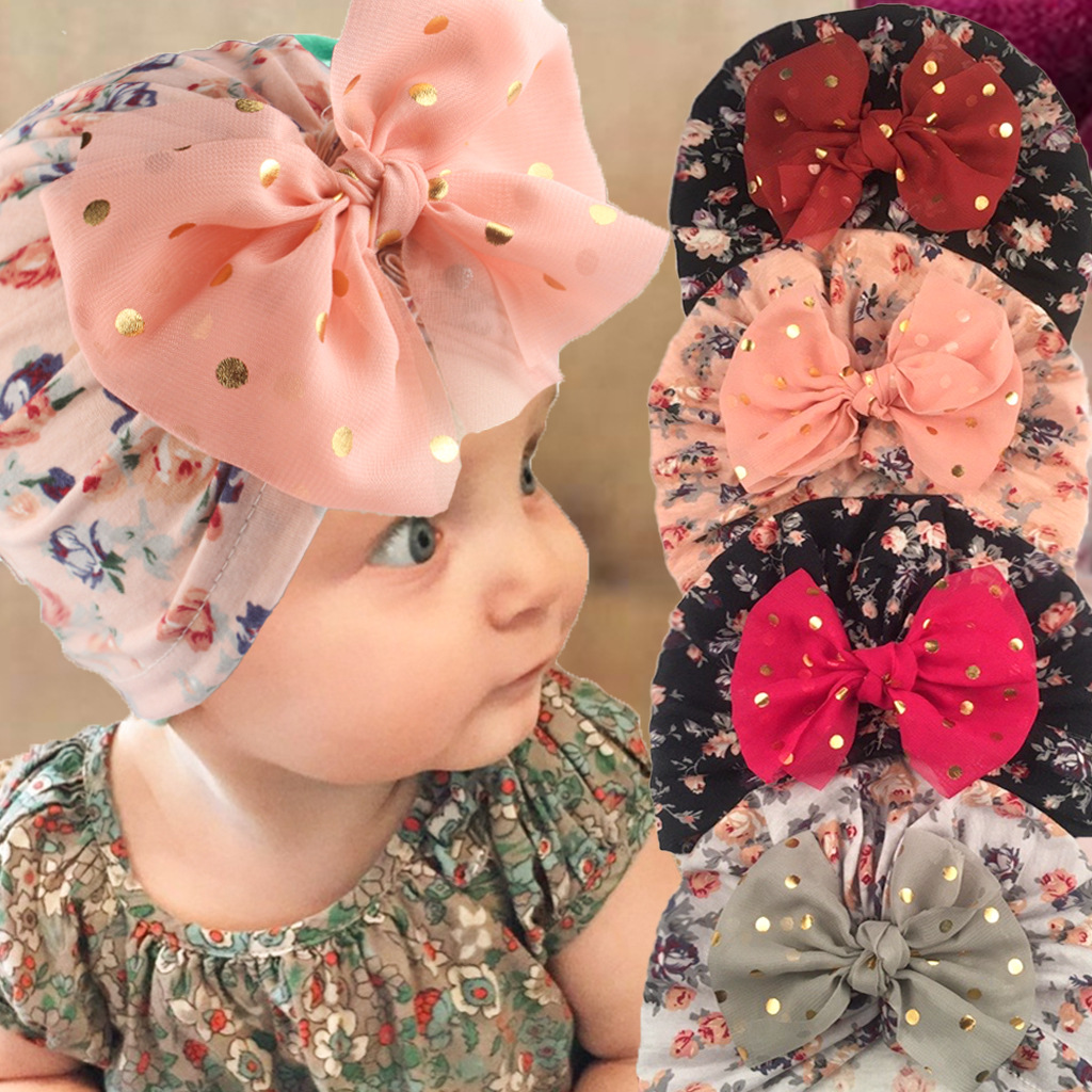 Baby Girl's Cute Flower Printing Baby Hat display picture 2