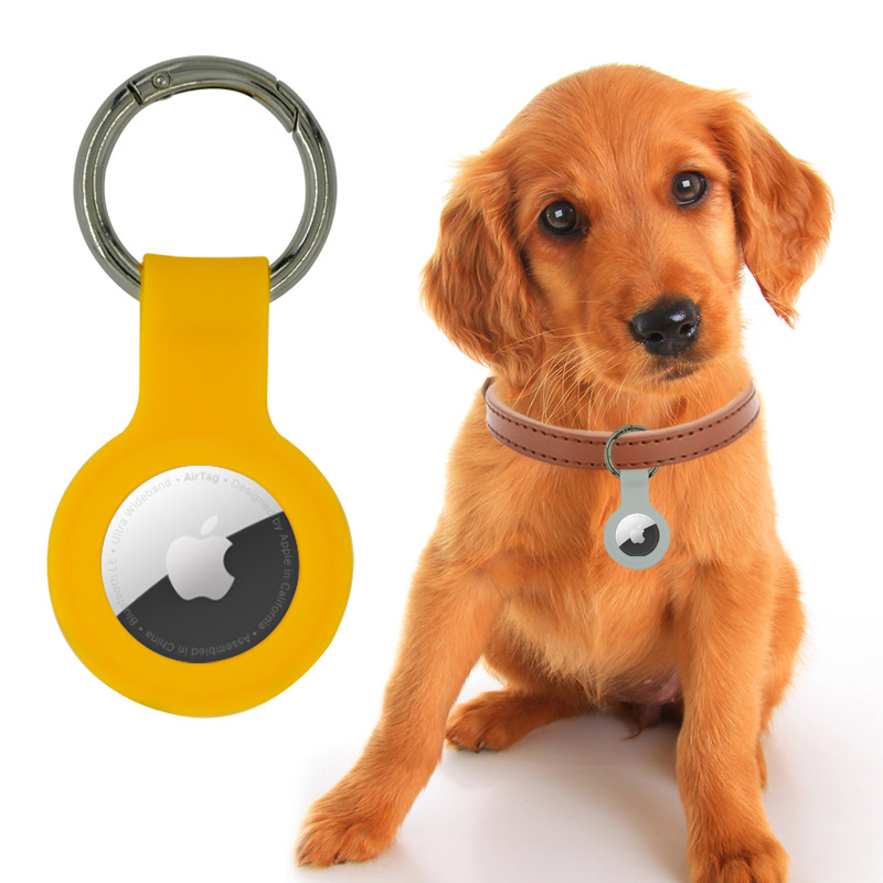 Base AirTag Tracker Cover Silicone líquido impermeable para mascotas a prueba de pérdida de manzanas