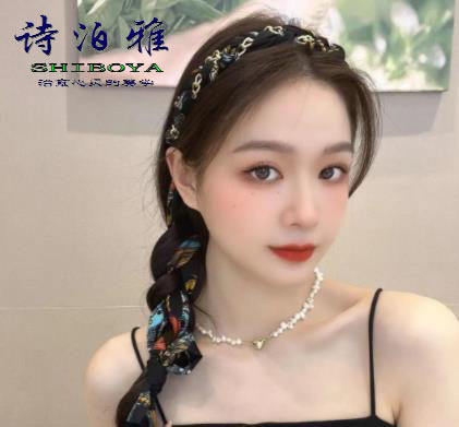 レトロなチェーンリボンヘッドバンド、女性用ヘアタイ、一体型ヘッドバンド、夏のシルクスカーフヘッドバンド、編み込みヘアピン、リボンヘアアクセサリー|undefined