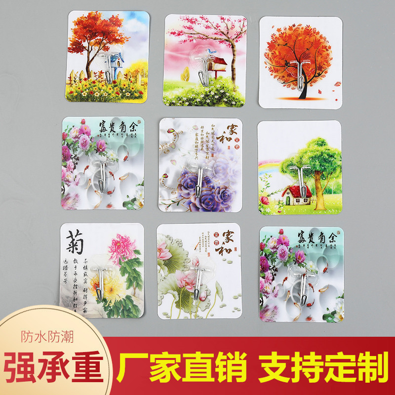 No Punching, Traceless Hook, Multifunctional Household Traceless Adhesive Hook, Cute Cartoon Pattern Hook Behind Kitchen and Bathroom Door