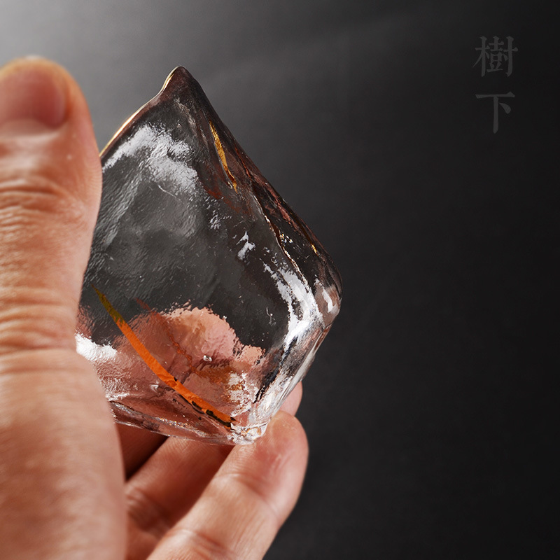 Taza de té de cristal del corazón del Zen exportada a Japón que dibuja el patrón del ojo del martillo del oro taza del maestro taza de té hecha a mano juego de té del Kung Fu