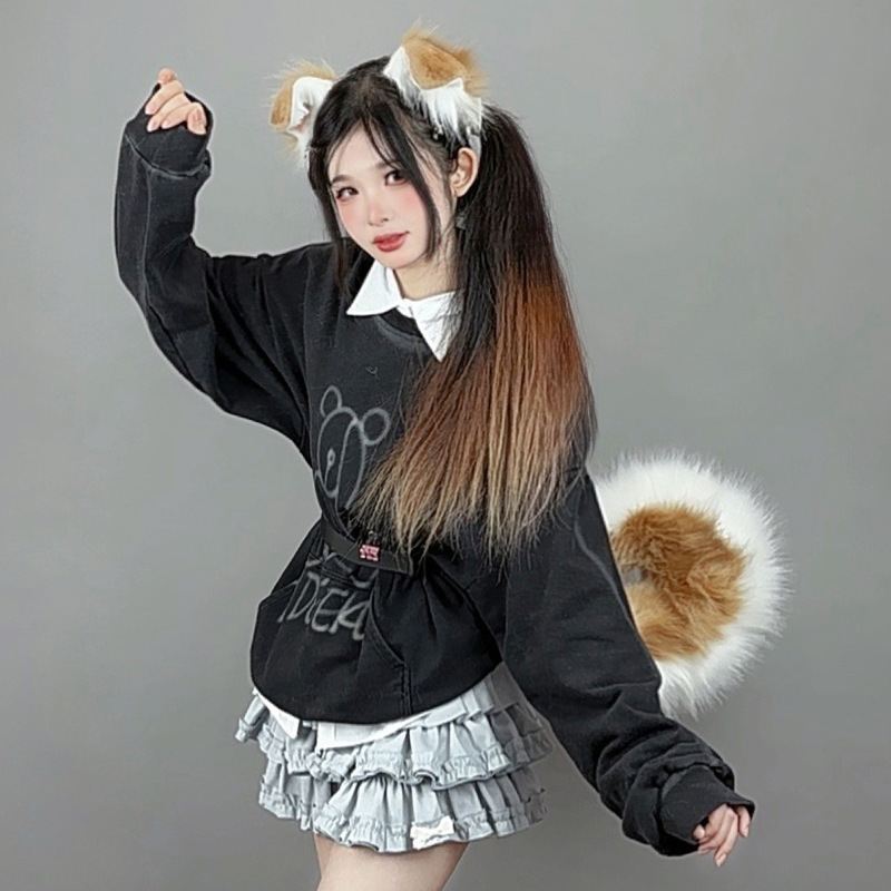 犬の耳のカチューシャの髪飾り漫展のコスプレの道具はぬいぐるみの犬の耳の装飾のシミュレーションの獣の耳を飾ります。|undefined
