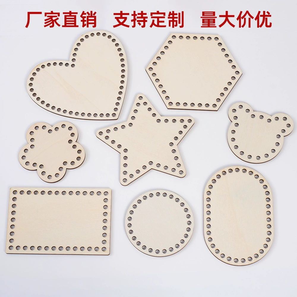 Лазерная резка щепа с отверстиями деревянная доска тканая полоска корзина деревянная подстилка ручной вязание крючком деревянная основа diy плетеная доска