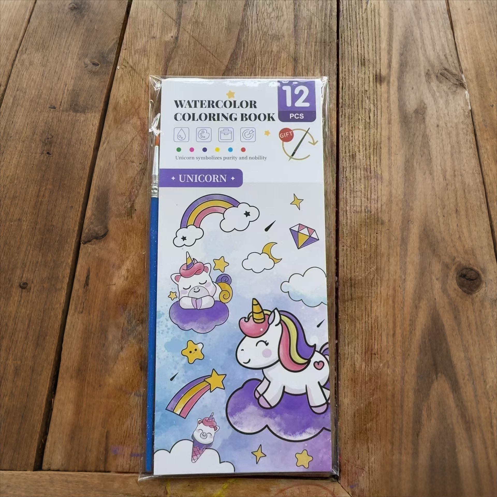 Cuaderno de acuarelas para niños, libro de pintura con acuarelas, libro de dibujo y coloreado para bebés de jardín de infantes, hecho a mano.