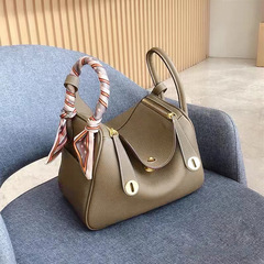Togo top-layer cowhide Lindy bag 2024 new model lychee grain genuine leather bucket bag shoulder crossbody handbag for women