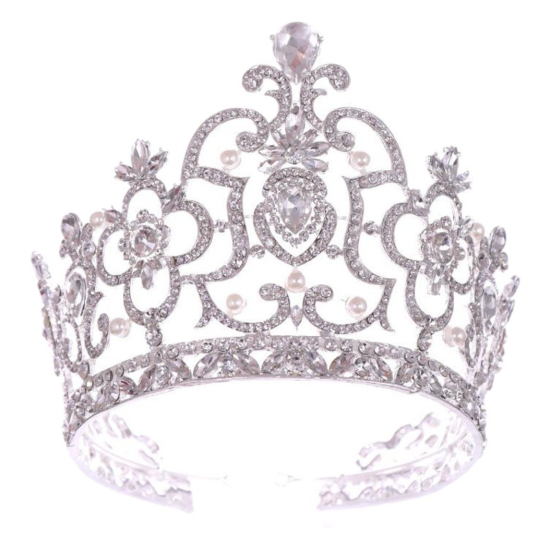 Tuoming corona real europea y americana más tamaño cristal corona accesorios para el cabello desfile corona tocado joyería nupcial al por mayor