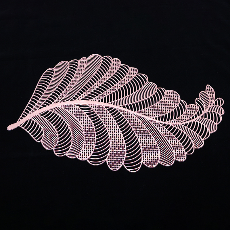 Amazon serie dorado decoración de comida occidental mantel en forma de hoja simple mantel posavasos tazón estera al por mayor logotipo impreso