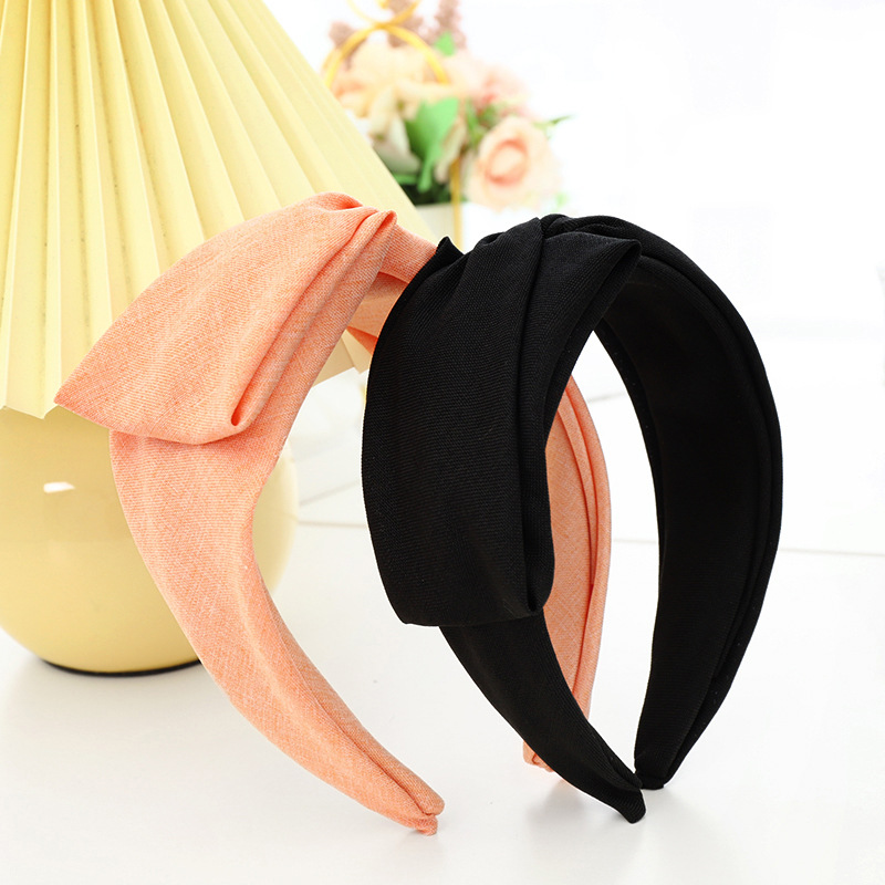 Korean Solid Color Wide-brimmed Fabric Cross-folding Headband Wholesale Nihaojewelry display picture 12