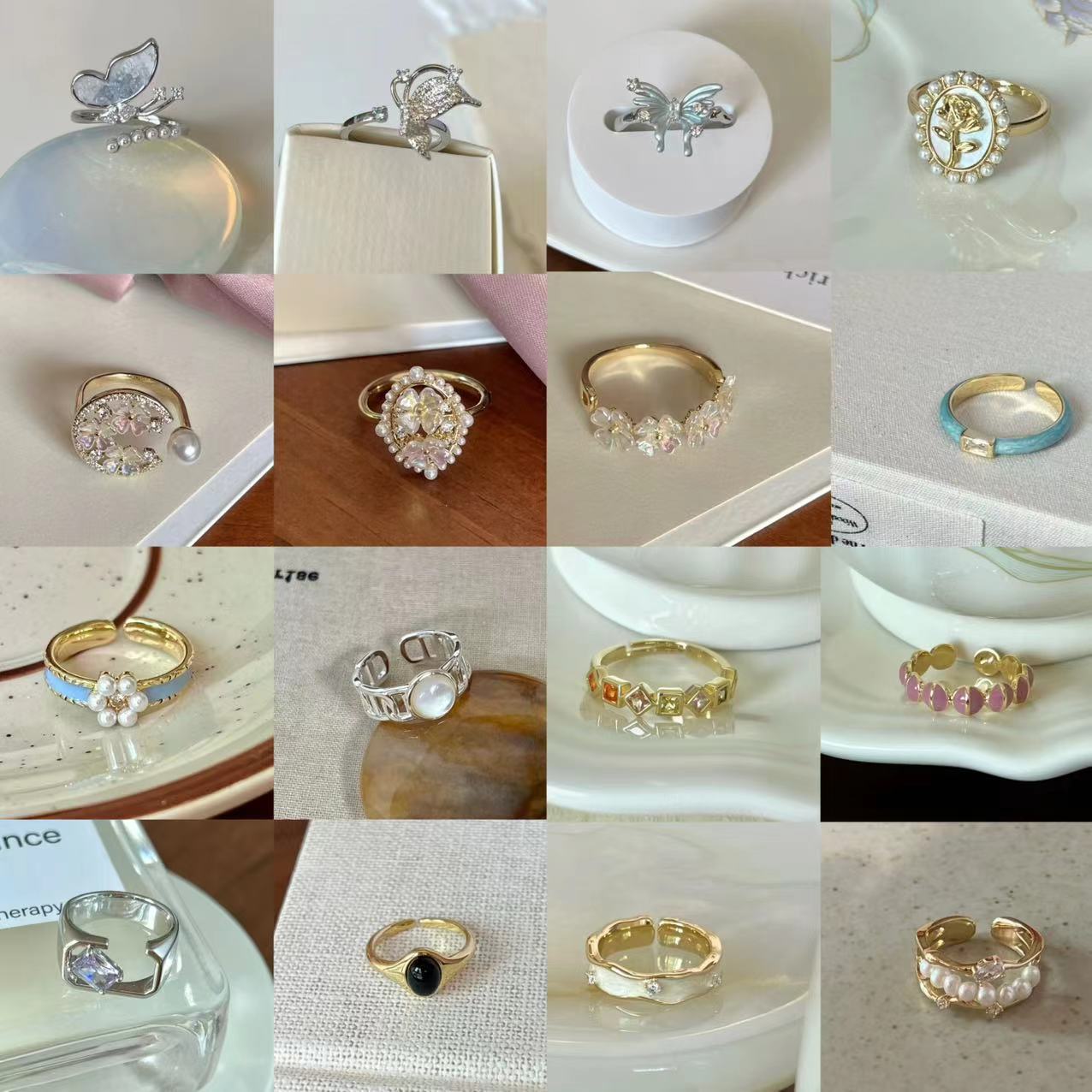 french retro blue butterfly ring 2024 new design sense simple， temperamental and personalized cold feeling all-match ring