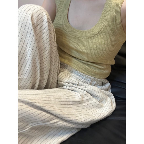 High-grade Grey U-neck Thread Slim-fit Vest Women's Covering Auxilum Inner Top Spring and Summer Solid Color Outer Wear Base Sling