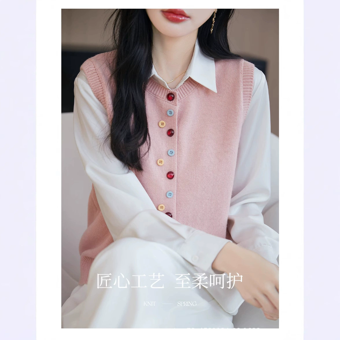 2025 весенний и осенний воротник с круглым плечом