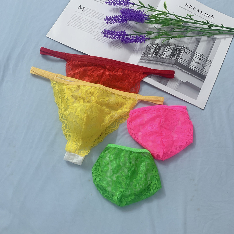 Lace Temptation Thong Seamless Transparent Fashion U-Convex Plus Size Sexy Men's Underwear_voghion.com