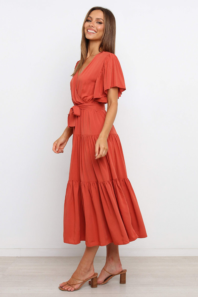 269g Weight Midi Dress Dress Length Type Short Sleeve Sleeve Length Princess Dress Dresses Type Regular Sleeve Sleeve Type Cotton, Polyester Fabric Type Mid Waist Waist Line Holiday, Daily, Selfie Occasion V Neck Neckline Regular Fit Fit Type Solid Color Pattern Summer Season Women's Gender Casual, Elegant, Streetwear Style Wholesale Women's Casual Elegant Streetwear Solid Color Holiday Daily Selfie V Neck Short Sleeve Princess Dress 20