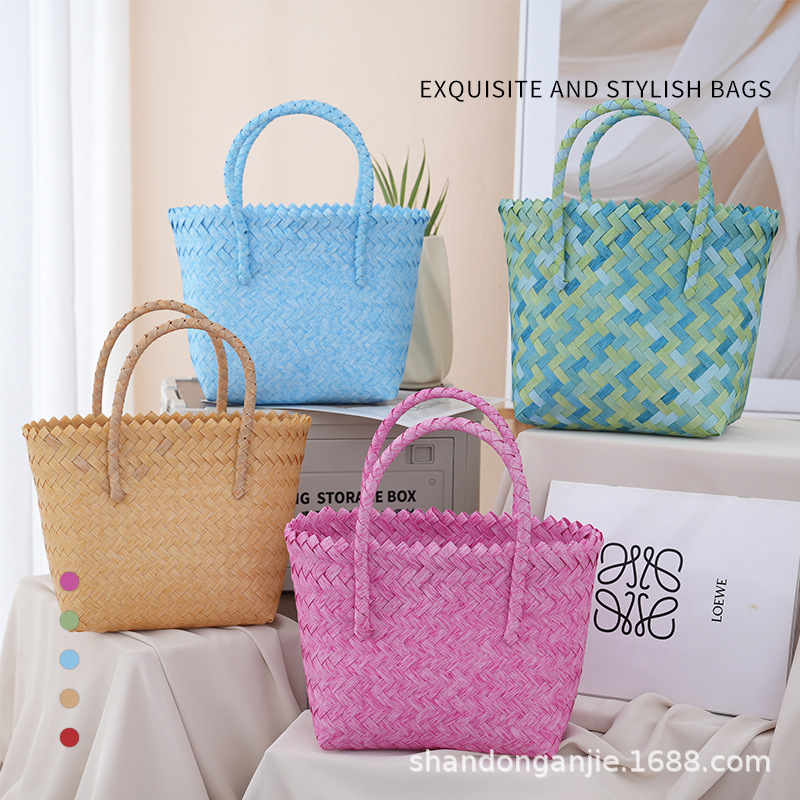 Retro Pp Woven Bag for Women, Crossbody Bag, Basket Handbag, Shopping Bag, Dragon Boat Festival Gift Basket