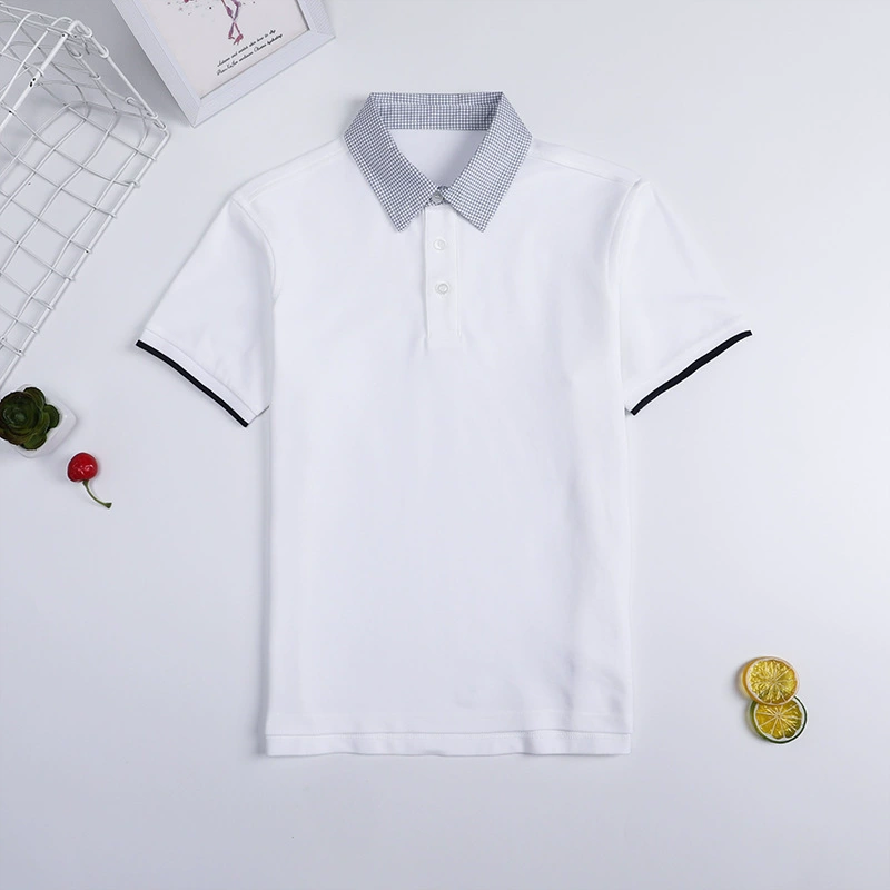 Детская футболка, голубой и белый polo, летняя форма для учащихся, с коротким рукавом