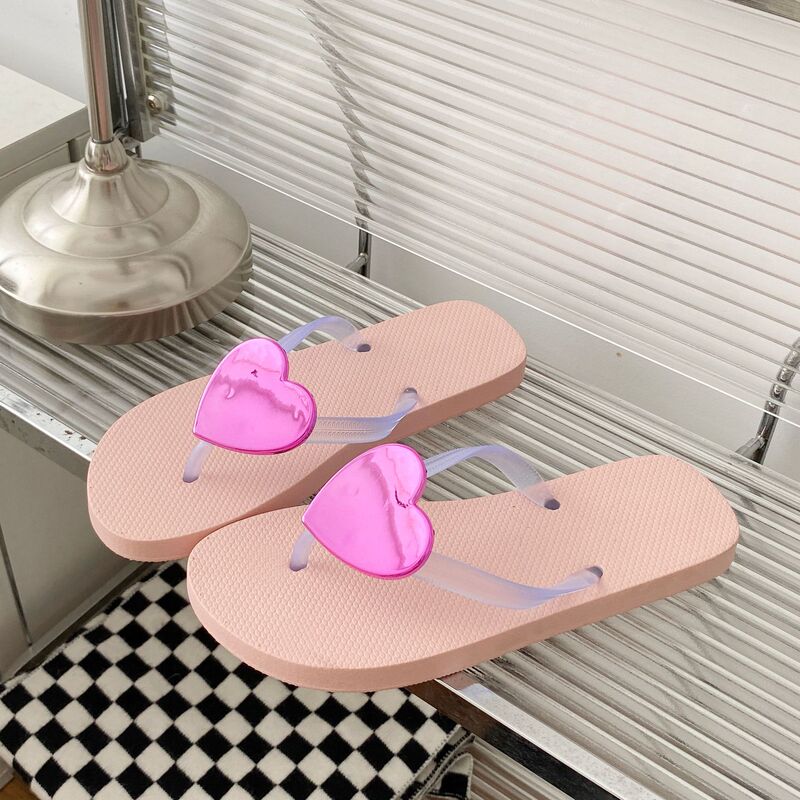 New Style Instagram Popular Love Soft Bottom Flip-Flops for Women's Outer Wear New Internet Celebrity Instagram Popular Fashion Sandals for Women's Seaside