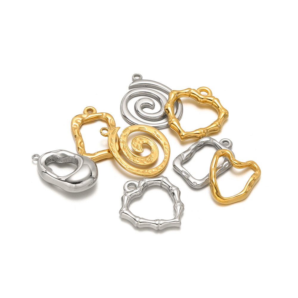 304 Stainless Steel Material 5 PCS/Package Diameter 20mm 304 Stainless Steel Heart Shape Spiral Pendant