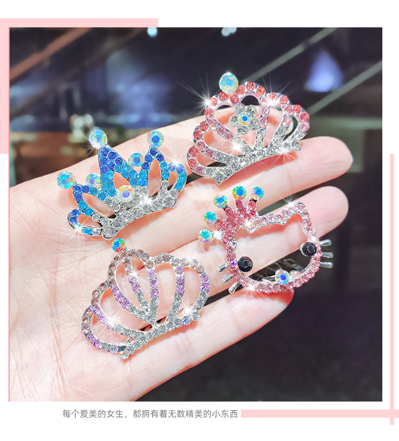 Korean Comb Diamond Crown Rhinestone Hairpin display picture 9