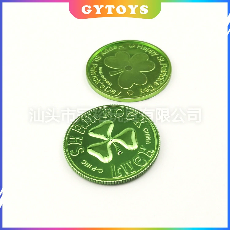 Внешняя торговля взрыв подарки праздничные подарки St. Palic праздник гальваники Lucky Four Leaf Clover золотые монеты пластиковые игрушечные монеты