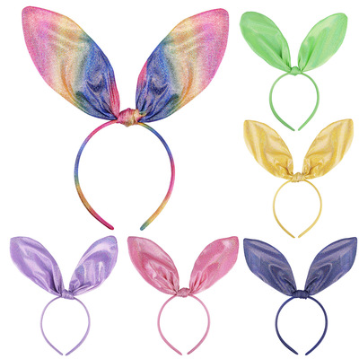 Heart Tim colour Large Rabbit Ears Hair hoop Fabric art Shiny fresh Ladies Card issuance Halloween festival Jewelry