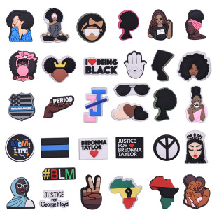 Cartoon Black Clogs Accessories Shoe Buckle Decoration DIY Accessories Cute Garden Shoes Pvc Soft Rubber Shoe Flower Ornaments