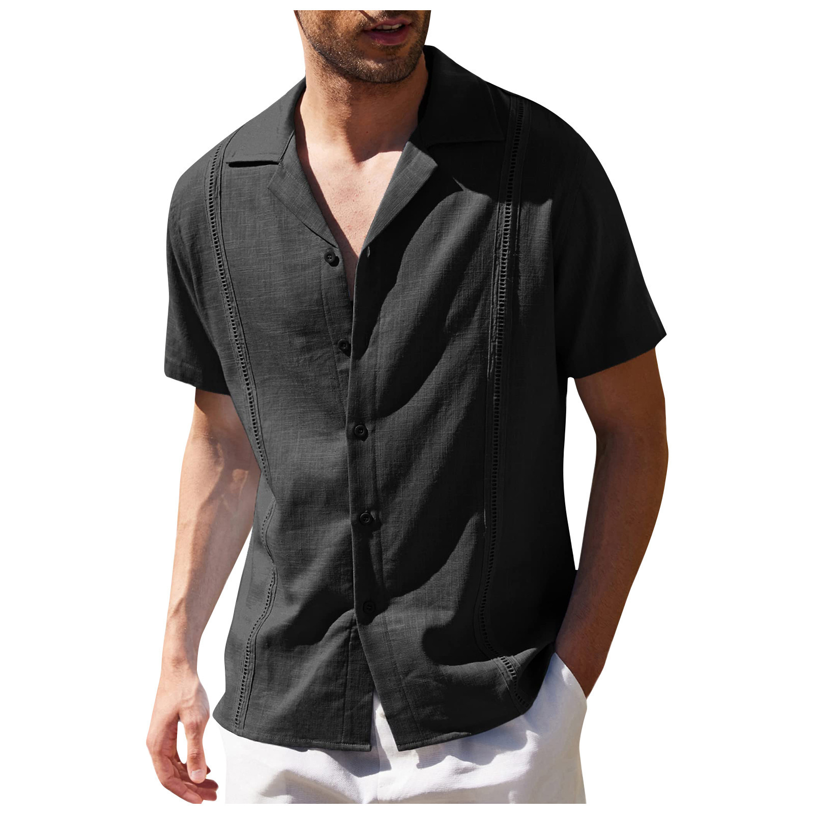 2025 Amazon Ebay Men's Loose Casual Shirt Cuban Gaya Bella Short-Sleeved Beach Shirt for Men