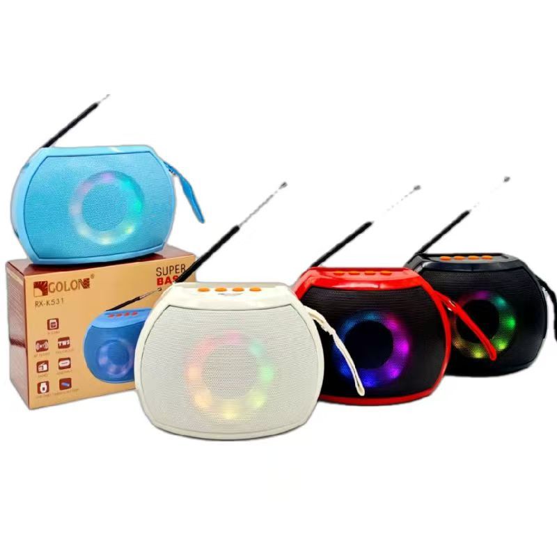 新款RX-K531蓝牙音箱桌面便携式RGB灯手机支架手提户外天线收音机
