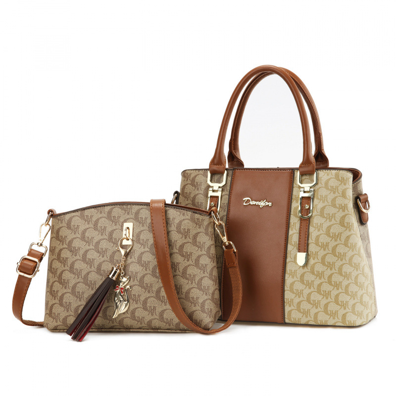 Dos piezas de paquete de bolsos de moda versátil bolsos de mano de la atmósfera simple bolsos de hombro de damas bolsos cross-border