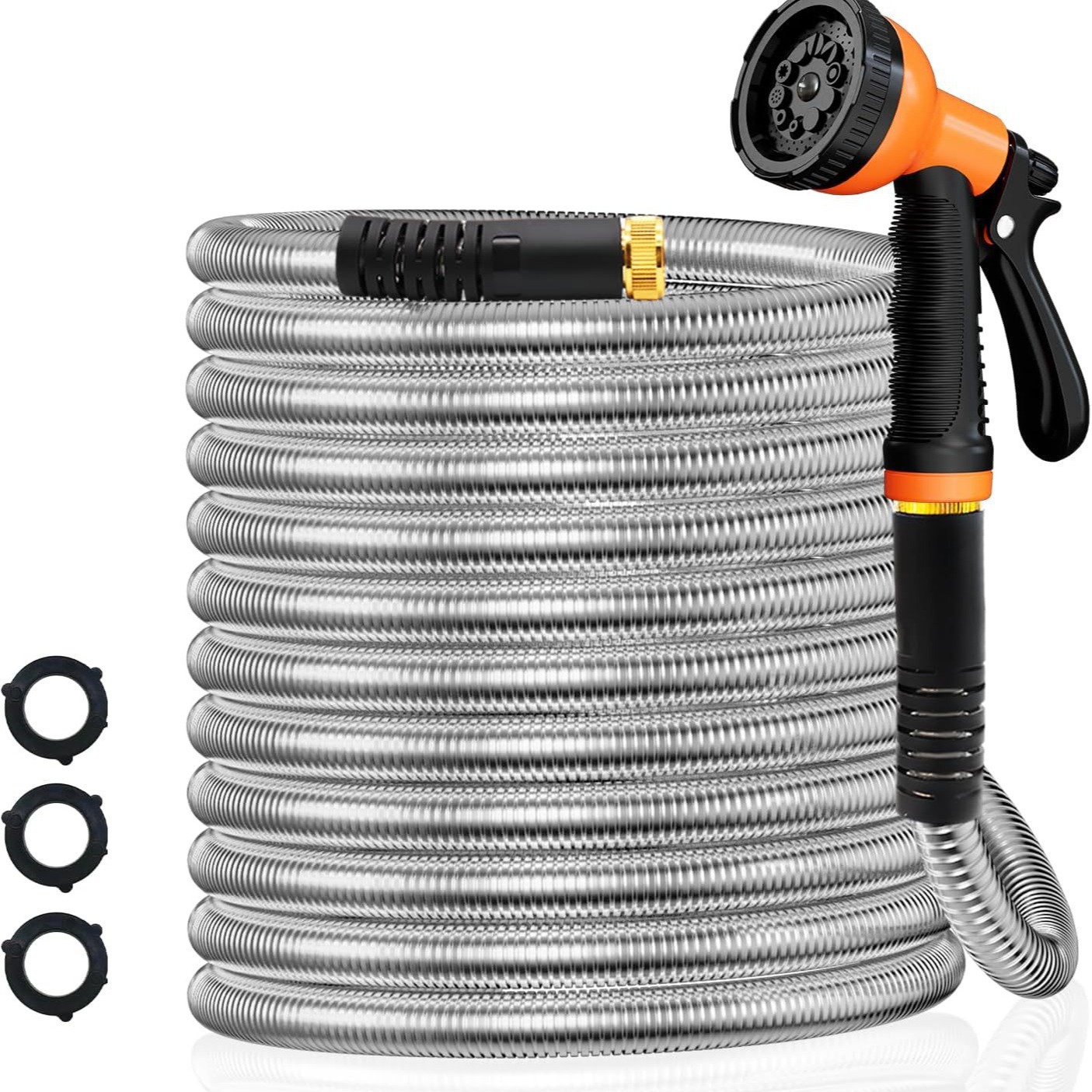 Garden hose 100 feet stainless steel water hose with 10 functions adjustable heavy duty metal hose