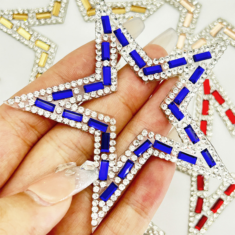 Diy boutique estrella de cinco puntas pegatinas de diamantes de imitación huecos accesorios para el hogar accesorios de ropa diamantes calientes pegatinas de patrones autoadhesivos diamantes