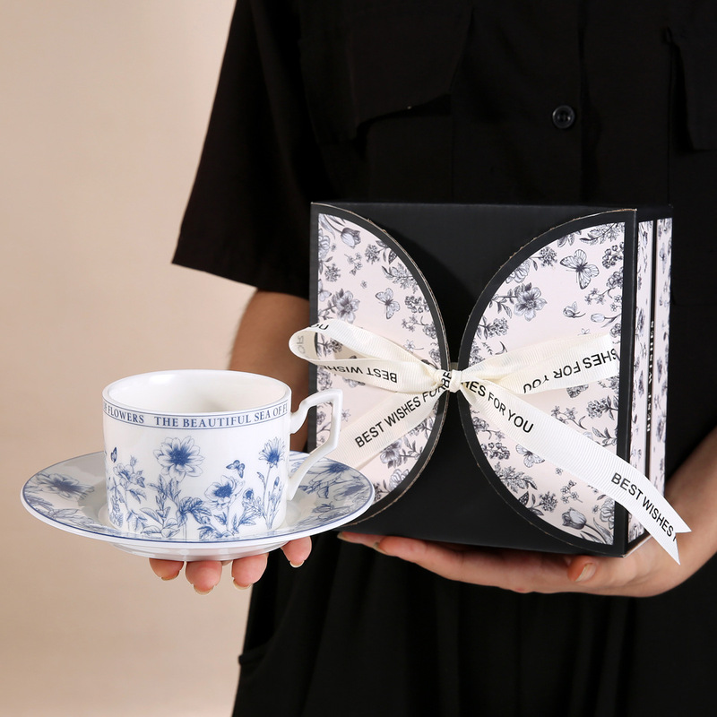 高颜值复古陶瓷咖啡杯碟套装轻奢女生下午茶礼盒批发|undefined