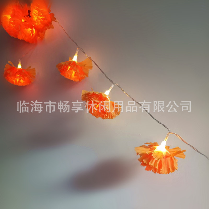 Marigold Led String Lights Mexican National Flower Day of the Dead Dahlia Halloween Decorative Lights Lilac Monarch Butterfly