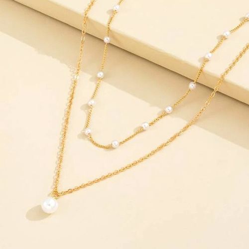 Japanese and Korean cross-border popular accessories, elegant and simple imitation pearl necklaces, niche design sense, Instagram layering style necklaces