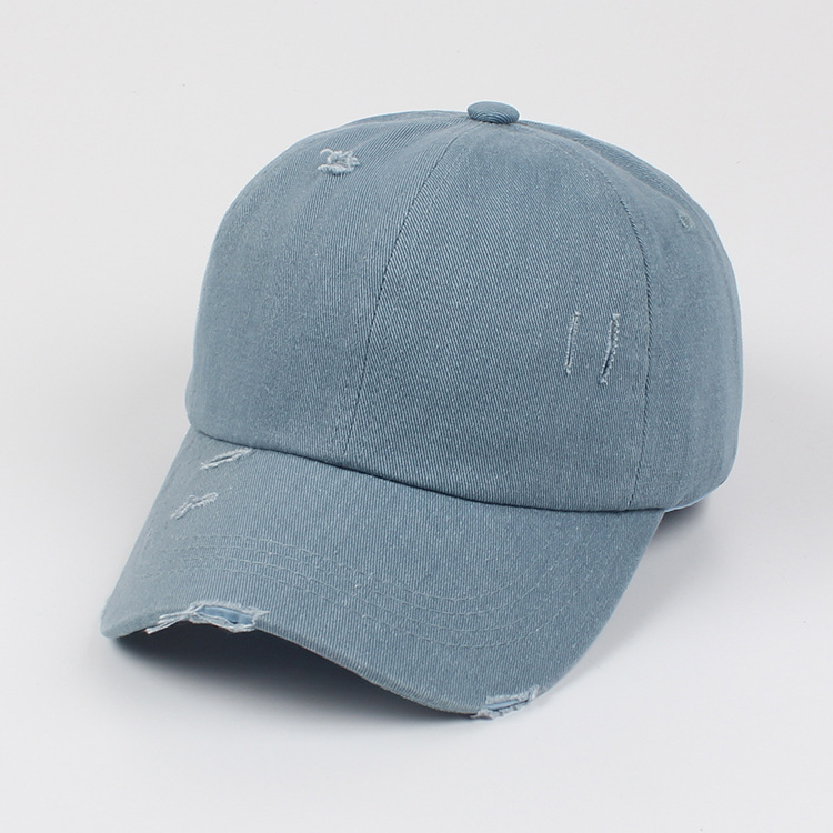 Summer New Solid Color Casual Soft Top Ripped Peaked Baseball Cap Female display picture 5