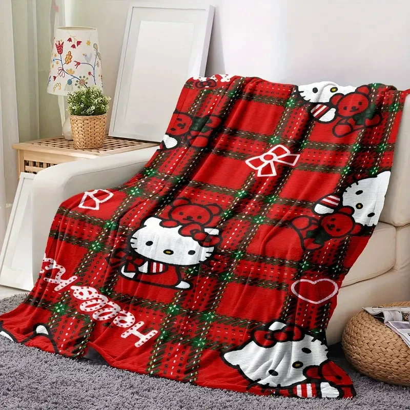 Привет Китти, рождественский мультфильм милый фланелевый одеяло