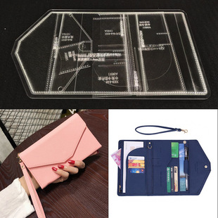 Tri-fold passport holder card holder travel bag bill holder handmade leather model drawing out-of-grid design cut-free model