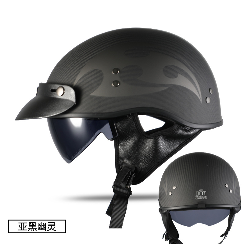 Motosiklet kaskı (dəbilqə) — Motuoche Summer Helmet Retro - glossy-black-3k-carbon-fiber-m