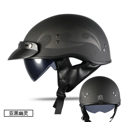 helmet half helmet summer helmet | Motosiklet kaskı (dəbilqə) - 3k-black-ghost-m