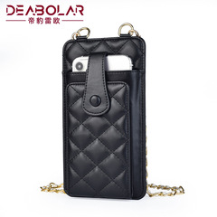 Cross-border wallet women's mobile phone bag rhombus sweet shoulder crossbody small women's bag multi-card slot women's zipper coin purse