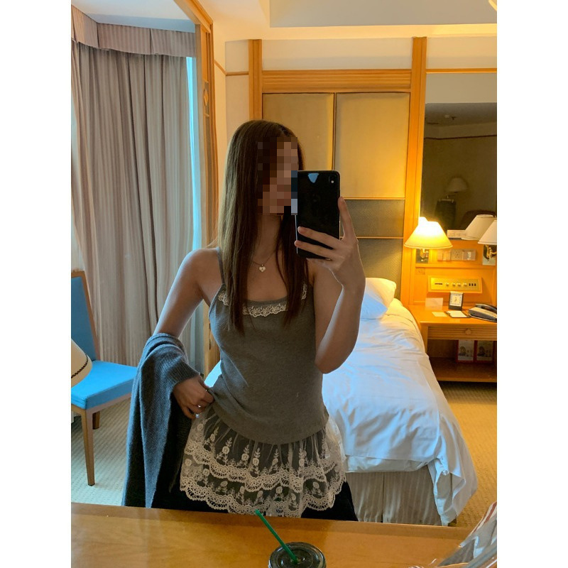 Customizable Embroidered and Printed Camisole for Women, Sleeveless White Lace High-End Base Layer Top Customizable Embroidered and Printed Camisole for Women, Sleeveless White Lace High-End Base Layer Top