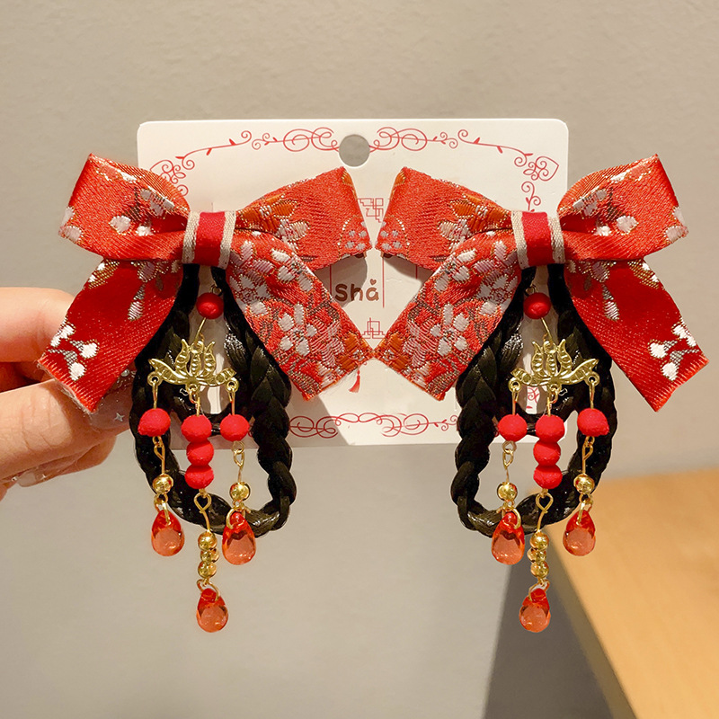 Horquillas Chinas Tradicionales para Niños, Materiales Mixtos, Decorativo, Con Borlas, para Hanfu y Año Nuevo