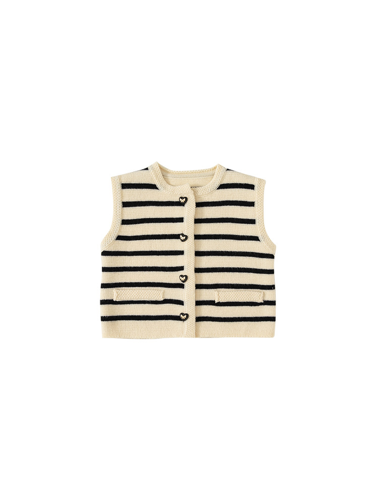 Babycity primavera Chaleco de los nuevos niños versátil cardigan niñas rayas de punto chaleco ropa para niños QY23117